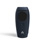 Nood Flasher 2.0 at-home IPL hair removal device in navy blue colorway on black background